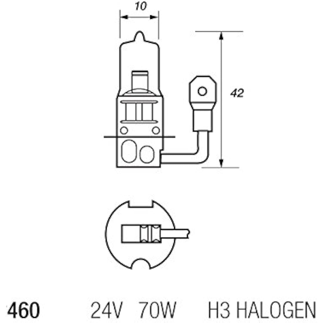10 x Eurolec H3 460 24v 70w PK22S Halogen Fog Headlight Headlamp Truck Lorry Bulb