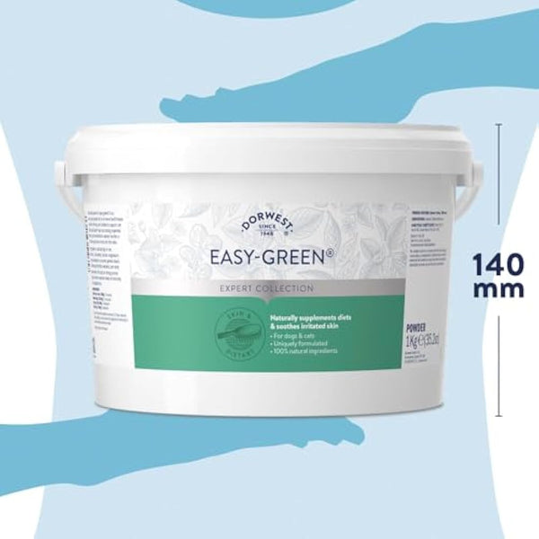 Dorwest Herbs Easy-Green Powder 1kg, Super Green Raw Diet Supplement for Dogs, Itch Relief for Dogs and Cats – Natural Supplement for Cats and Dogs with Allergies, (14DOR028)