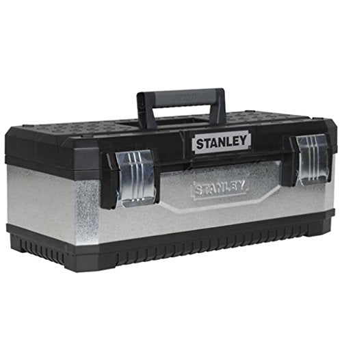STANLEY Galvanised Toolbox Chest with Heavy Duty Metal Hinge, Portable Tote Tray for Tools and Small Parts, 26 inch, 1-95-620