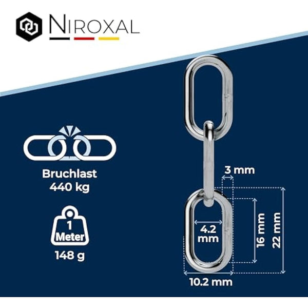 50-Meter 3-mm Thick Stainless Steel Chain V4A Short-Linked from NietFullThings on Piece Anchor Chain DIN 5685 DIN 766 50-m