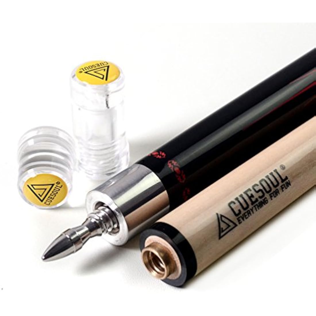 CUESOUL 58 Inches 19oz Joint Pool Cue Stick Billiards Premium Canadian Maple Pool Cue, Multi-layered Tip, 11.5/12.75mm Billiards Pool Cue Set Accessories