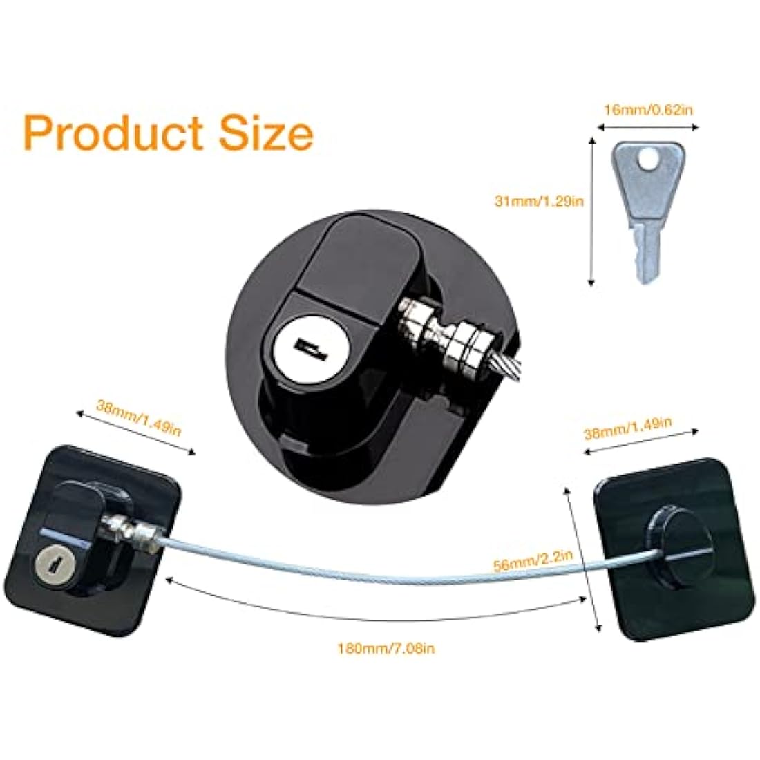 4 Pack Window Safety Locks Adhesive, NewBinn No Drilling Window Restrictors for UPVC, Window Safety Locks Latch for Refrigerator, Cabinets, Drawer, Fridge Lock with Keys for Kids and Pets, Black