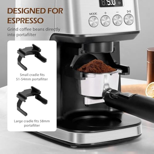 Aigostar Conical Burr Coffee Grinder Electric, Coffee Bean Grinders Automatic, Adjustable Burr Mill with 52 Precise Grind Setting, Burr Coffee Grinder for Espresso Drip Coffee and French Press, Black