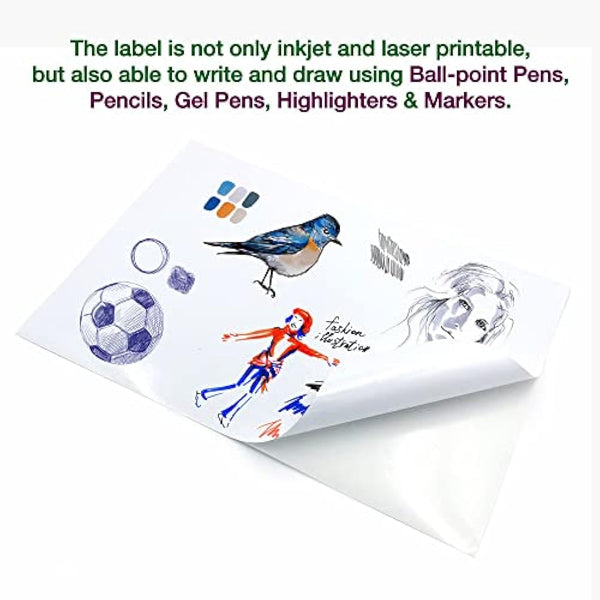 Evergreen Goods 50 Sheets A4 Glossy White Photo Sticker Paper Printable | Splashproof - Inkjet & Laser Printers | Ideal for Sticker Making - Make Your Own Stickers | Very Sticky Self-Adhesive