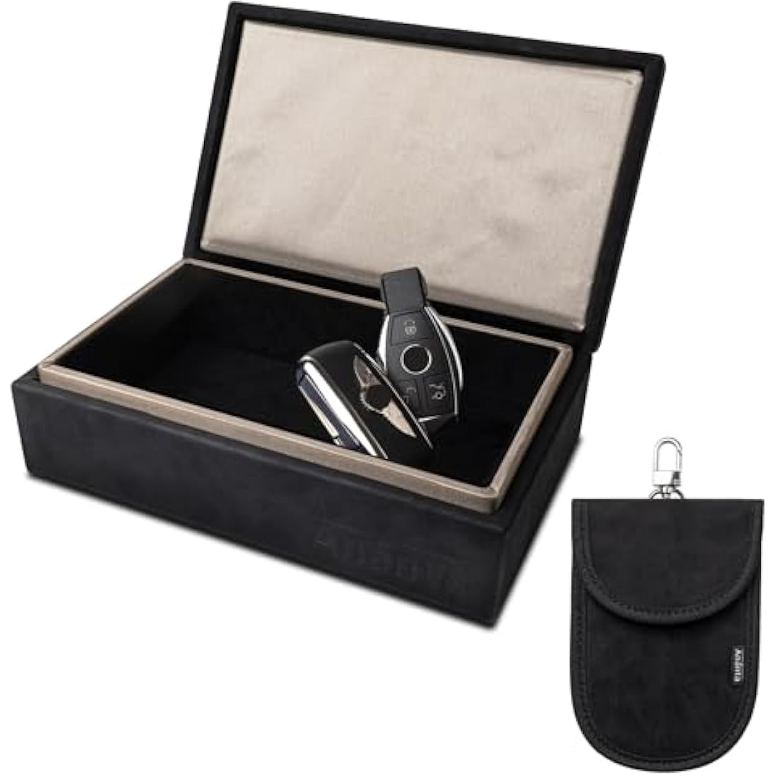 Ananta Faraday Box for Car Keys – Military-Grade RFID Signal Blocking, Magnetic Closure & Spare Key Pouch (Black)