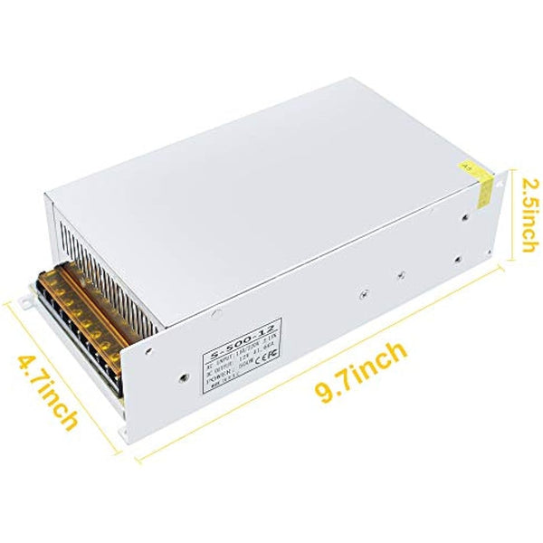 inShareplus 12V 41.7A 500W, DC Universal Regulated Switching Power Supply, 110/220V AC to DC 12 Volt LED Driver, Converter, Transformer for LED Strip Light, CCTV, Computer Project, 3D Printer