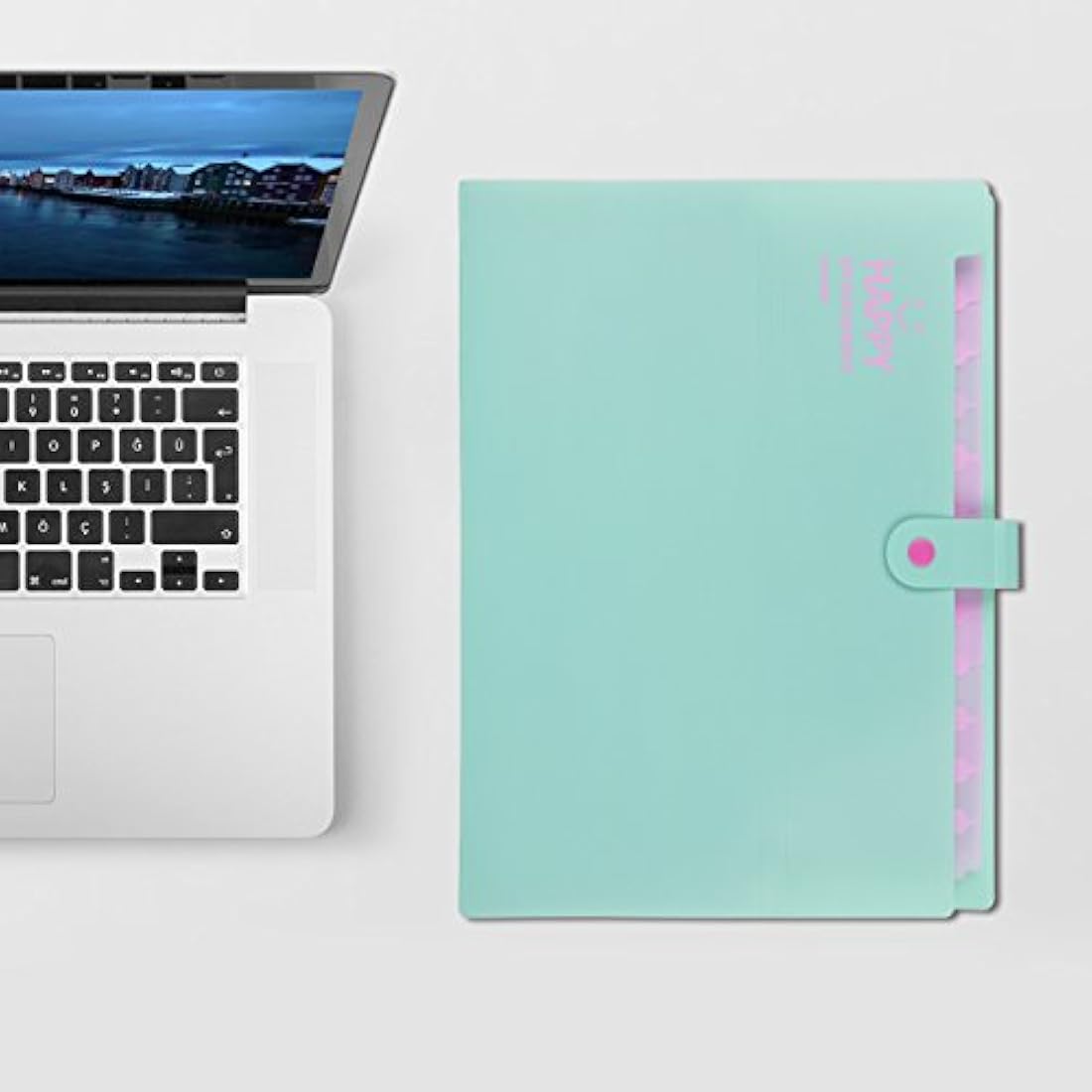 12 Pockets Expanding File Folder, HAISSKY Letter A4 Paper Pockets Accordion Document Organizer[Green & Pink]