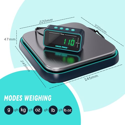 GRAM PRES Digital Shipping Scale, 86 lbs/0.1 oz High Precision Postal Scales for Parcels with Hold/Tare/Separate LCD Display, Letter Scales, Stainless Steel Postal Scale, Parcel Scales for Small