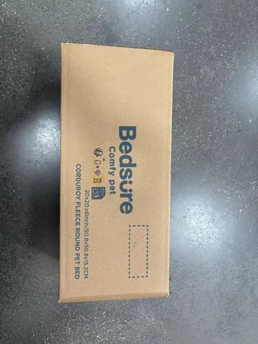 Bedsure Cat Bed for Indoor Cats - 51x51x15 cm Fluffy Cat Donut Bed with Corduroy Fleece & Anti Slip Bottom, Puppy Kitten Beds Washable with Removable Cover, Dark Grey