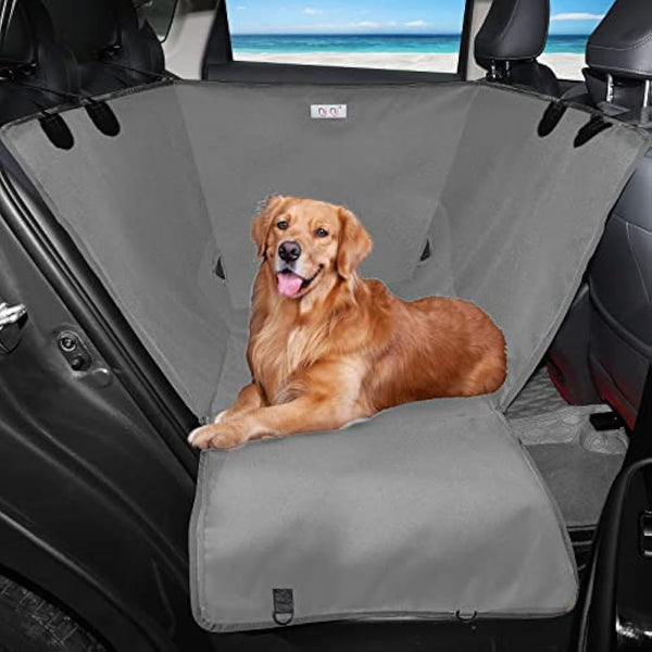njnj Dog Car Seat Cover for Back Seat - Waterproof Dog Half Hammock for Cars, Scratchproof Pet Backseat Protector, Durable, Non-Slip Booster Seat for Small, Medium and Large Dogs, darkgray