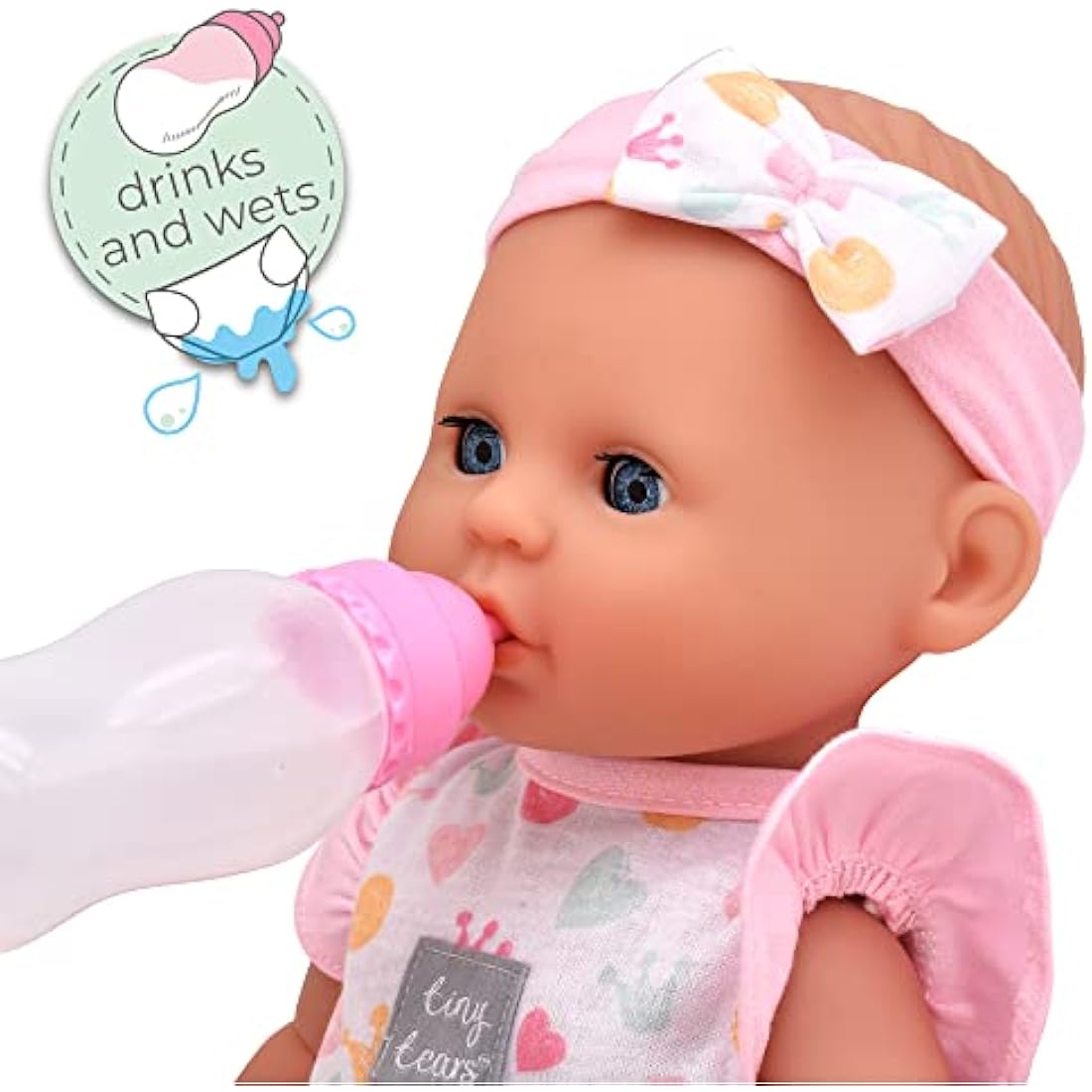 John Adams | Tiny Tears - Baby Classic - 38cm crying and wetting doll: One of the UK's best loved doll brands! | Nurturing Dolls | Ages 18m+