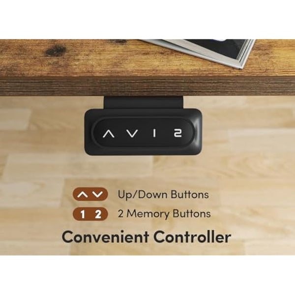 FEZIBO Electric Height Adjustable Standing Desk, 60x140cm Ergonomic Home Office Table with Splice Board & Rustic Wood Grain Surface, Upgraded Stable Steel Frame for Sit-Stand Workstation