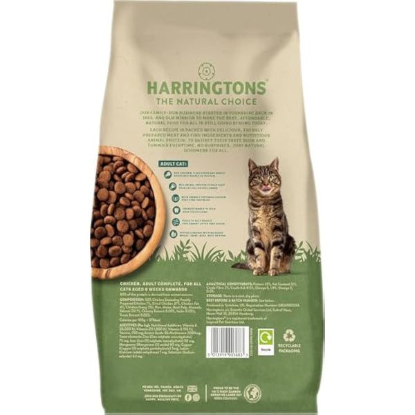 Harringtons Complete Dry Adult Cat Food Chicken 2kg (Pack of 4) - Tasty Natural Goodness