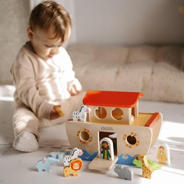 Jaques of London Noah's Ark Toy | Wooden Toy for 1 Year Old | Christening Gifts for Girls & Boys | Montessori Baby Toy | Since 1795