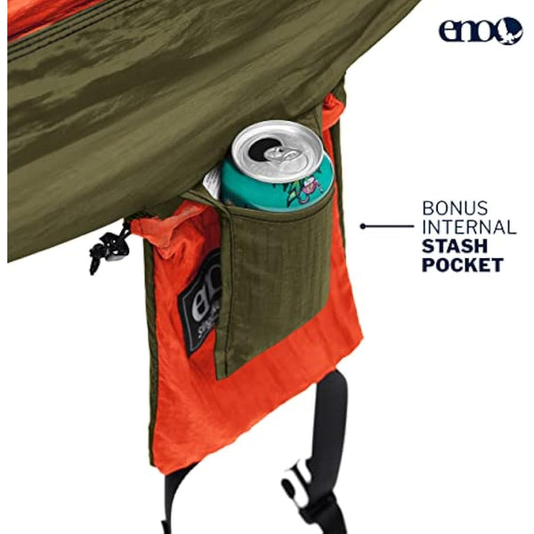 ENO, Eagles Nest Outfitters SingleNest Lightweight Camping Hammock, Orange/Olive