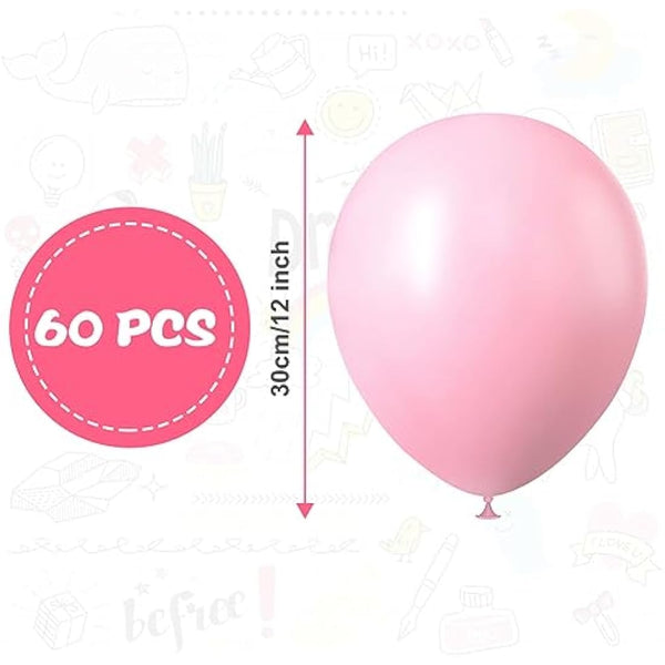 Ainiv 60 PCS Decorative Pink Balloons for Parties: 12inch Latex Macaron Style, Perfect for Pink Themed Events