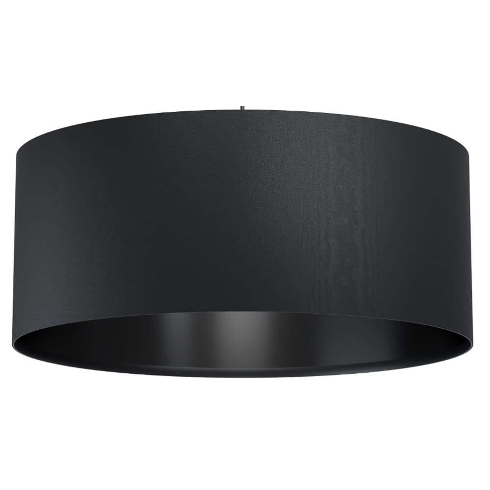 Eglo Maserlo 1 Vintage Pendant Lamp, Black Steel and Fabric Ceiling Light, Dining and Living Room Lighting, E27 Socket,  20.9 inches