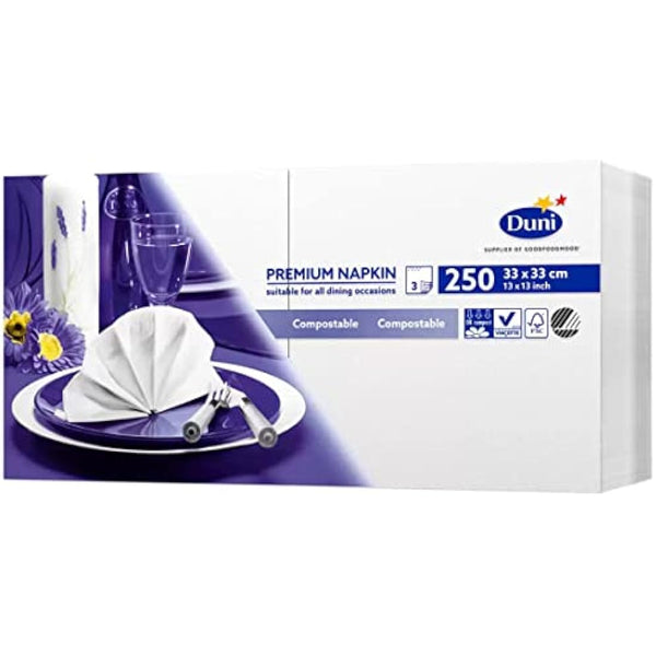 Duni 250 Large Premium Napkins (33cm 3ply), White