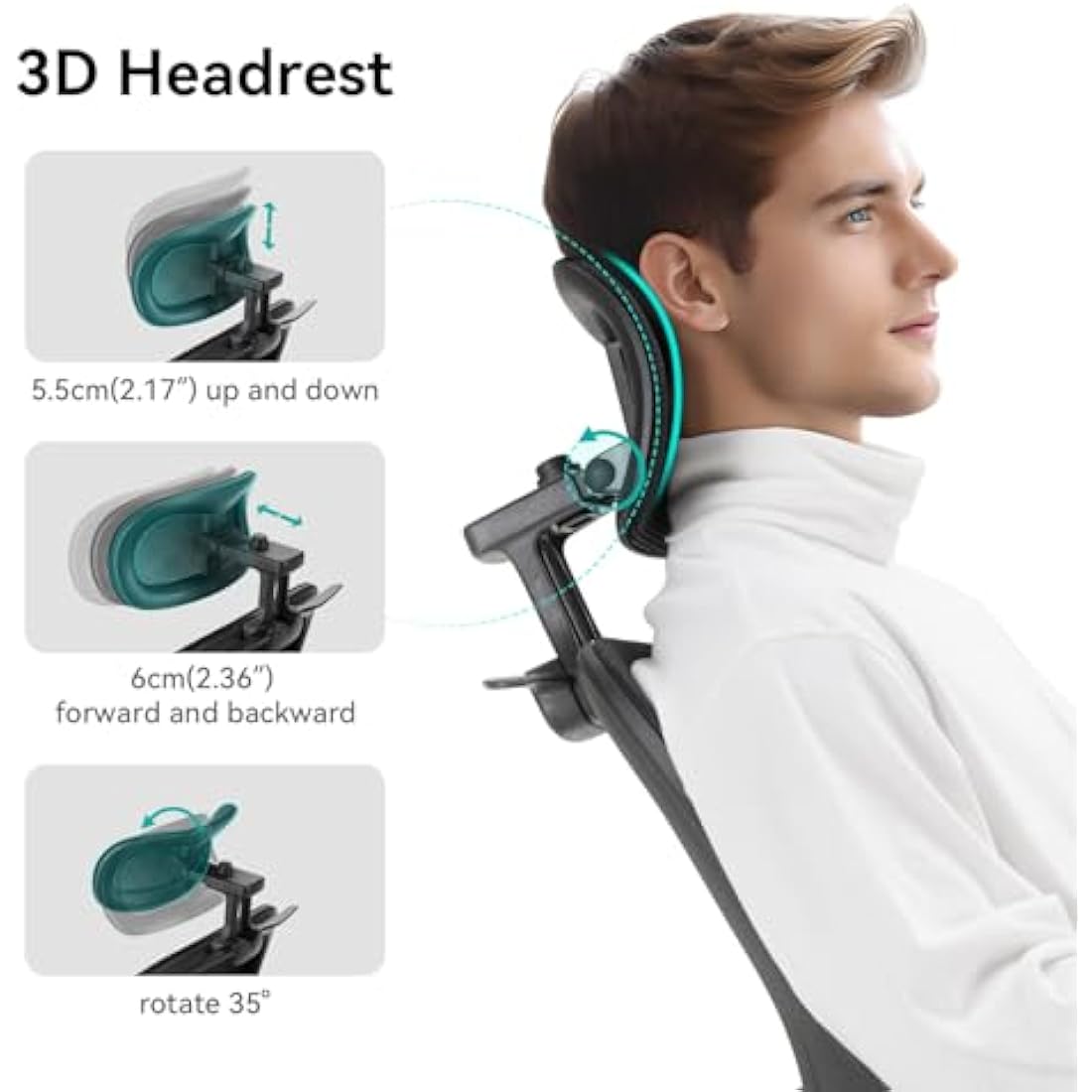 Aevoriax N56 Ergonomic Office Chair - Dual Backrest Design, Adjustable Lumbar Support, Thick Padded Seat, Flip-Up Armrests, Tilt Function - Ideal for Home Office, Gaming & Conference, Black