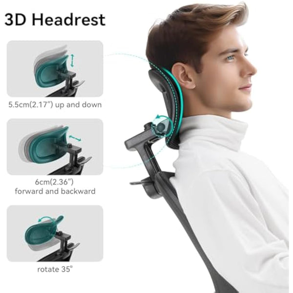 Aevoriax N56 Ergonomic Office Chair - Dual Backrest Design, Adjustable Lumbar Support, Thick Padded Seat, Flip-Up Armrests, Tilt Function - Ideal for Home Office, Gaming & Conference, Black