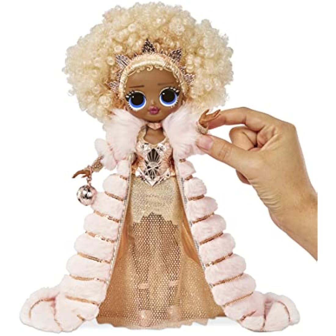 L.O.L. Surprise! 576518EUC LOL Surprise Holiday OMG 2021 Collector Doll-NYE Queen-with Gold Fashions, Accessories, & Light-Up Stand-New Year's Celebration Look-Collectable-Gift for Boys & Girls Age 4+