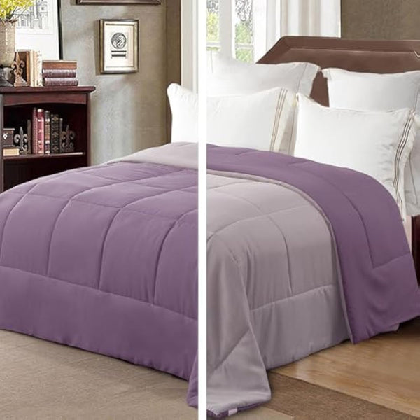 Exclusivo Mezcla 7.5 Tog Double Size Duvet All Seasons, Ultra Soft Reversible Coverless Duvet, Lightweight Down Alternative Comforter, 200x200 cm Dusty Lavender/Lilac Ash