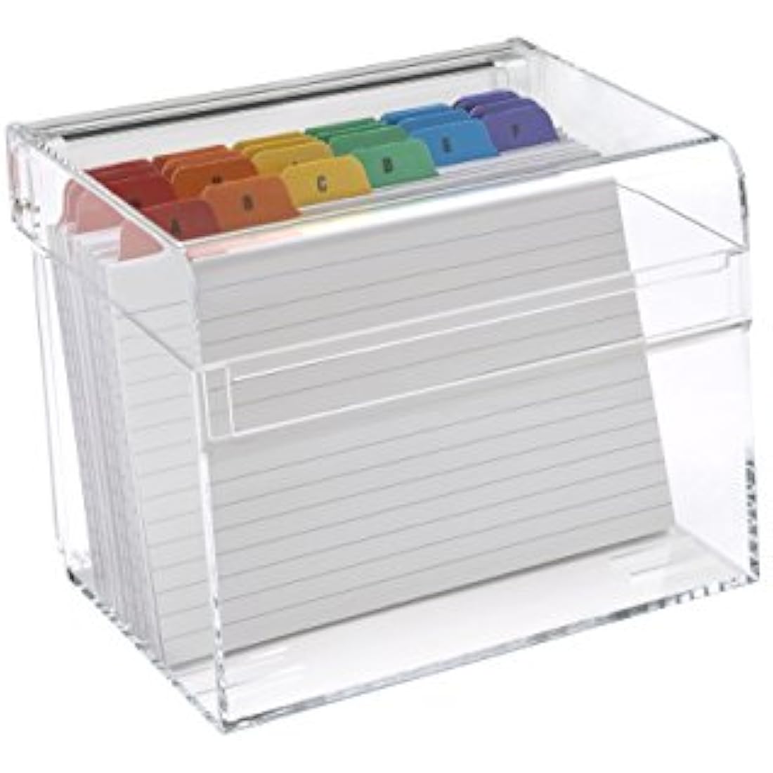 OSCO Clear Acrylic Index Box | Regular | A to Z Divider Tabs | 100 Lined Note Sheets Included (6" X 4") | Ruled Revision Flash Cards | Recipe Notes | Office Contacts Filing | Fits A6 Docs