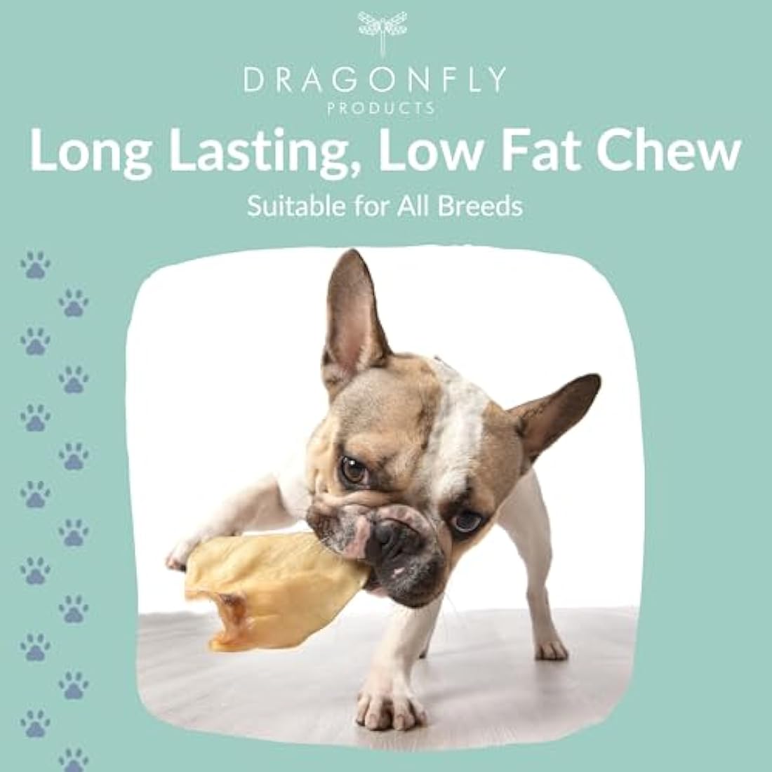 Dragonfly Products - 25 Pieces Air Dried Cows Ears Dog Treats | Natural Grain Free | Hypoallergenic & Low Fat | 100% EU | Dental Health | Gluten Free Whole Beef Ear Chew