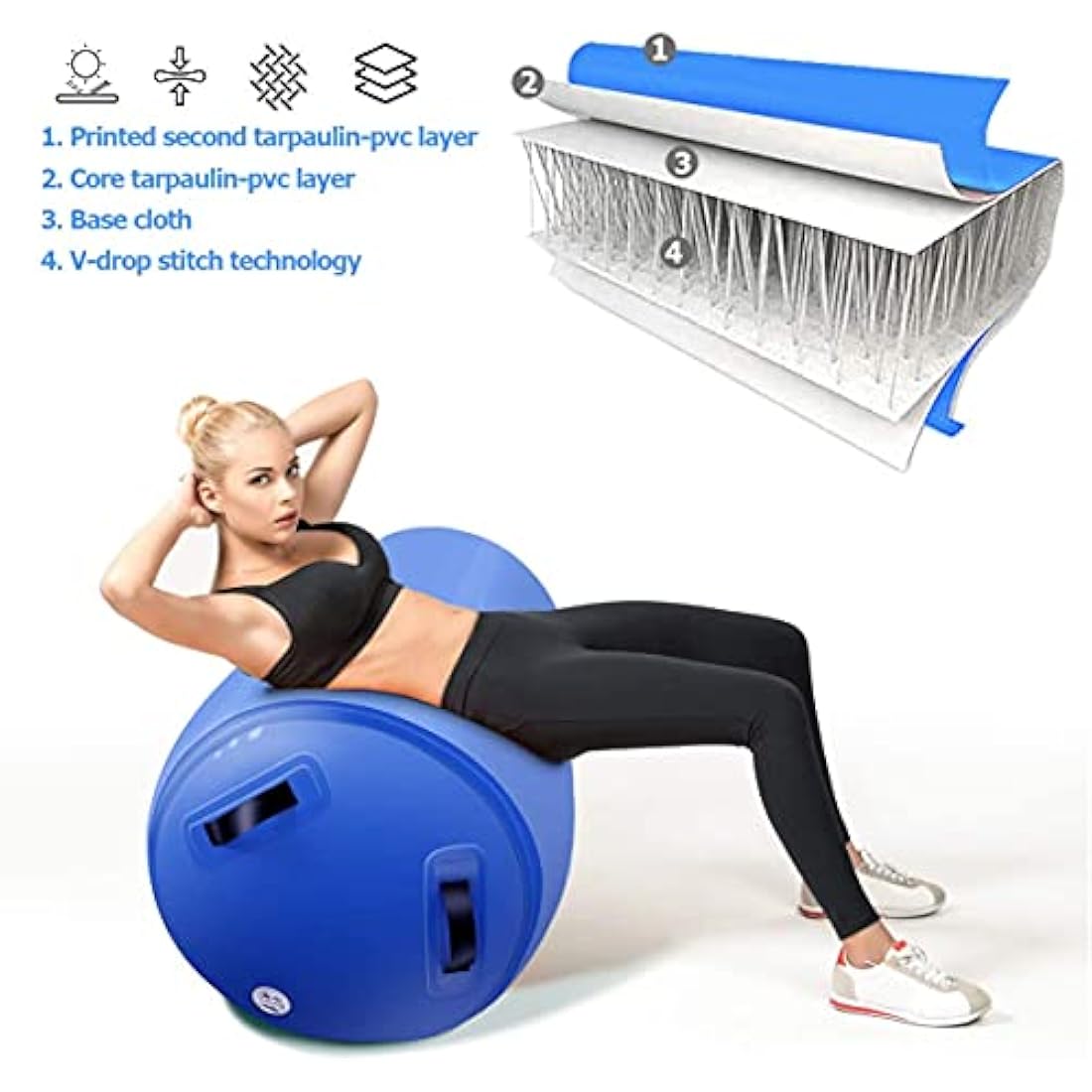 Air Roller Gymnastics Barrel Tumbling Mat Inflatable 60/75/90 CM Air Spot Tumble Track Mat Backbend Trainer with Electric Air Pump for Training/Yoga/Backflip/Home Use