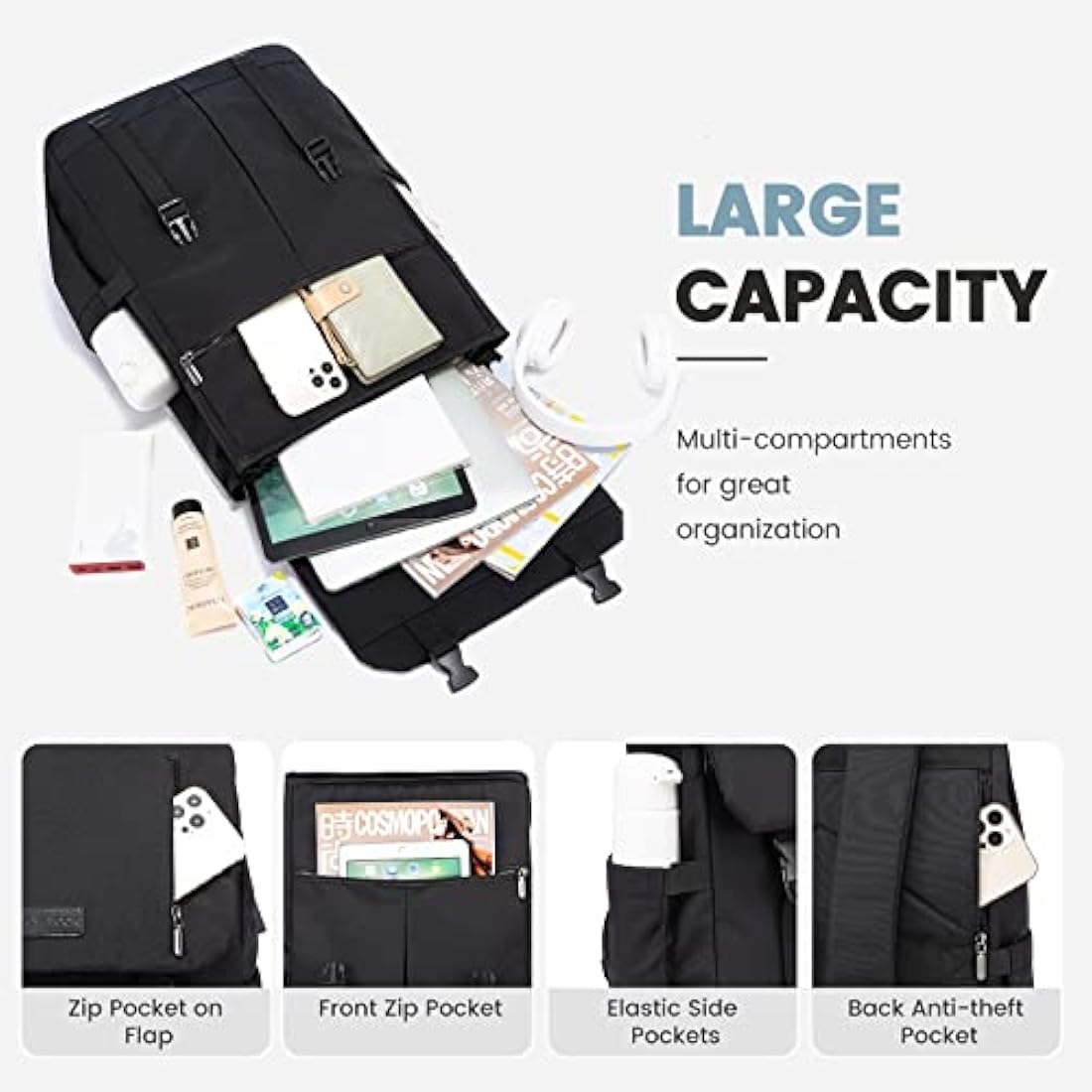 LOVEVOOK Laptop Backpack Womens Mens 17.3 inch Rucksack Bag for Ladies Waterproof High School Bags for Girls Boys Fashion Anti Theft Backpack with USB Casual Daypacks for Travel College Work