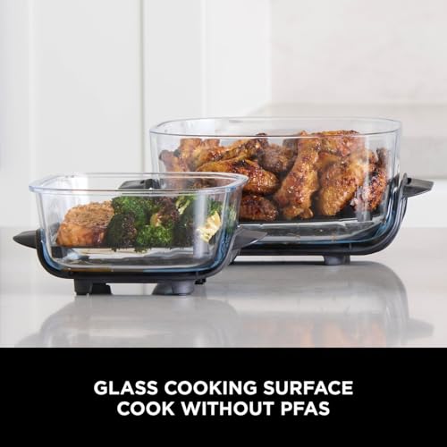 Ninja CRISPi Portable Air Fryer, 3.8L, 4-in-1: Air Fry, Roast, Keep Warm, Recrisp, Space Saving Compact Design, 2x Removable Glass Containers & Lids, 1700W, Cyber Space Blue FN101UKGY