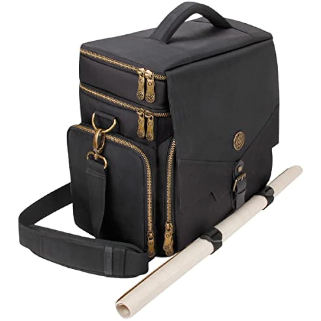 ENHANCE Tabletop DND Bag - RPG Adventurer's Dungeons and Dragons Accessories Bag with Miniatures Storage, Mat Holder, DND Dice & Token Pockets, Fits 4-8 Books, DM's Guide, Player's Handbook (Black)
