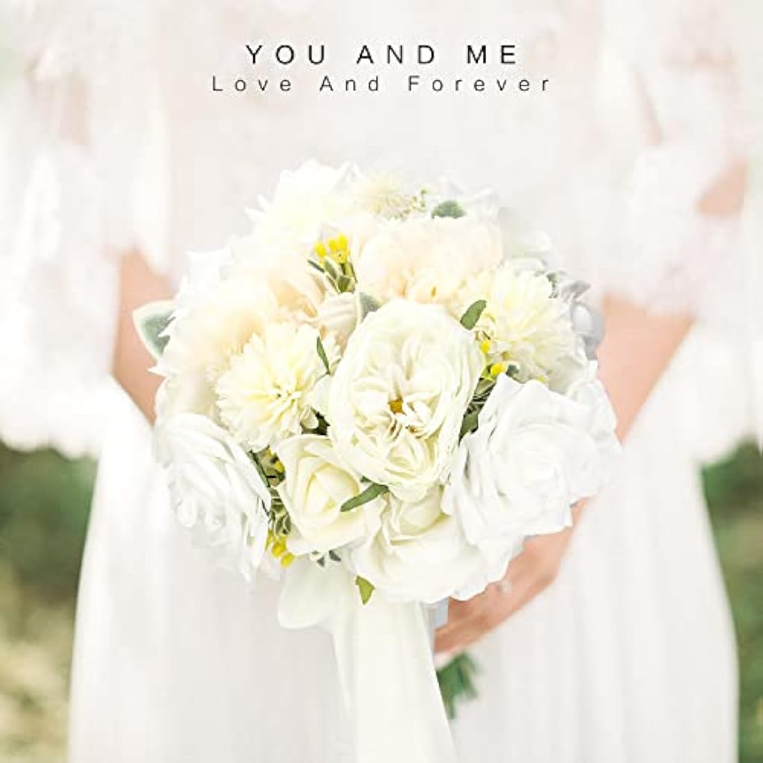 Jubor Artificial Flowers White, Dusty Rose Artificial Silk Flowers for DIY Wedding Bridal Bouquets Centerpieces Arrangements Baby Shower Party Home Decorations