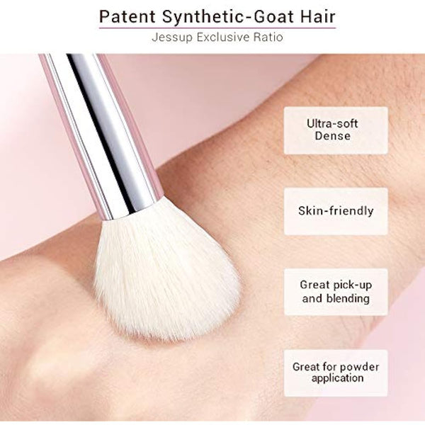 Jessup Brand 25pcs Professional Makeup Brush Set Beauty Cosmetic Foundation Powder Blush Blending Eyeshadow Concealer Highlighter Natural-Synthetic Hair Brushes (Peal White/Silver) T235