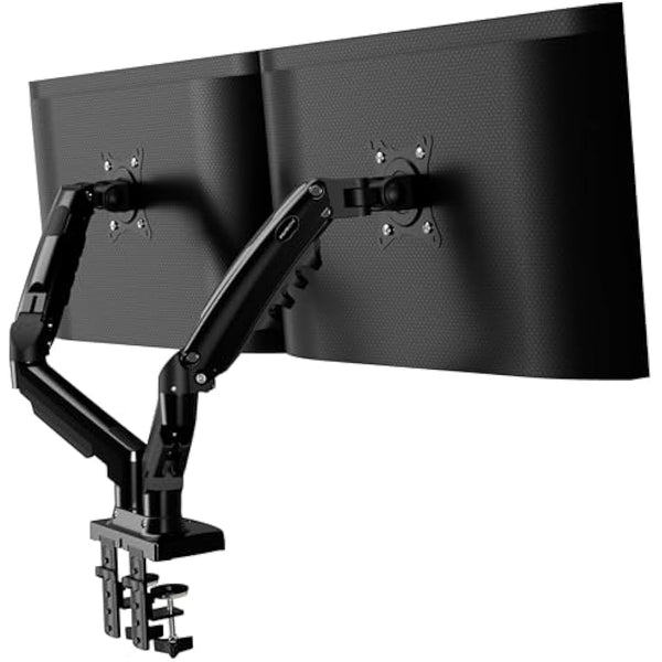 Invision Dual Monitor Arm Desk Mount for 19 to 32 Inch Screens - VESA 75 & 100mm Desk Clamp Stand - Tool Free Height Adjustment with Tilt Swivel Rotate - Increased Load Capacity from 2-9kg (MX400)