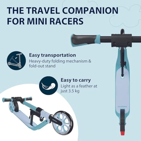 Hudora BigWheel® 180 Advanced Junior safe children's scooter from the age of 3 - Foldable an height-adjustable city scooter with reflectors - For boys & girls up to 60 kg