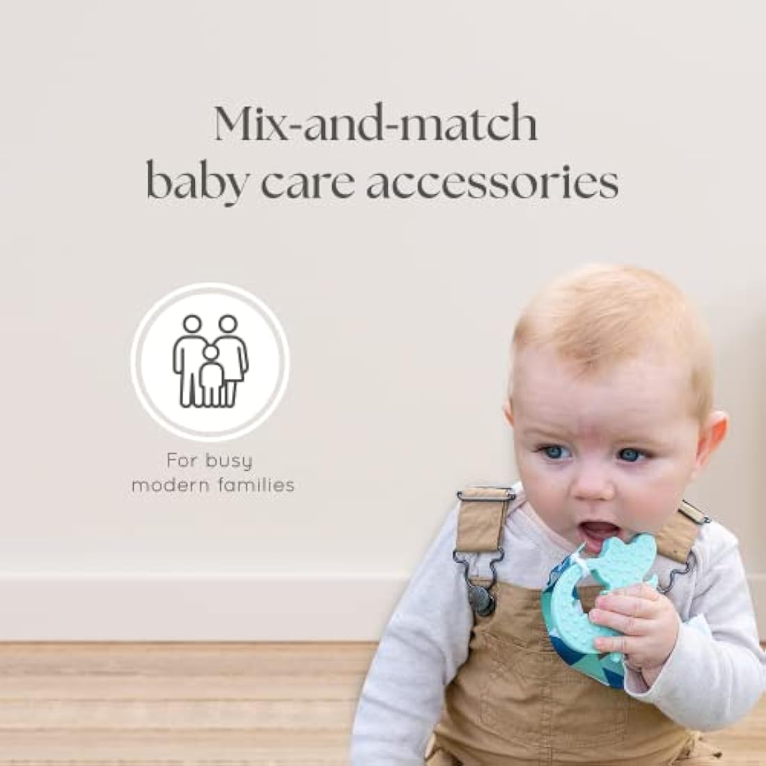 Dodo Babies Teething Toy & Pacifier Clip Set – Silicone Teether Four Pack Plus Two Universal Holder Paci Leashes and Binky Case – Blue Animal Shapes – Great Shower Gift for Baby Girl or Boy