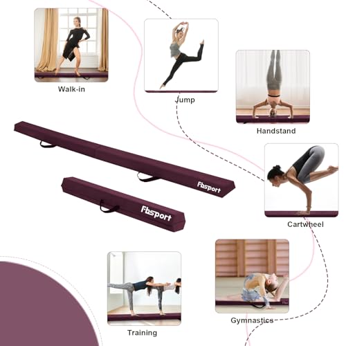FBSPORT 240 CM Balance Beam, Gymnastics Balance Beam for Kids, Floor Balance Beam, Folding Gymnastics Beam for Training