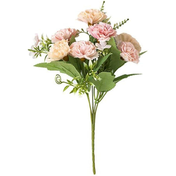 3 Bunches Artificial Silk Flower Carnations,12 Inch Bouquet and Green Leaf for Photo Props Home Party,Home Decoration Bridal Wedding Festival Decoration with 13 Per Bunch Flower (White)