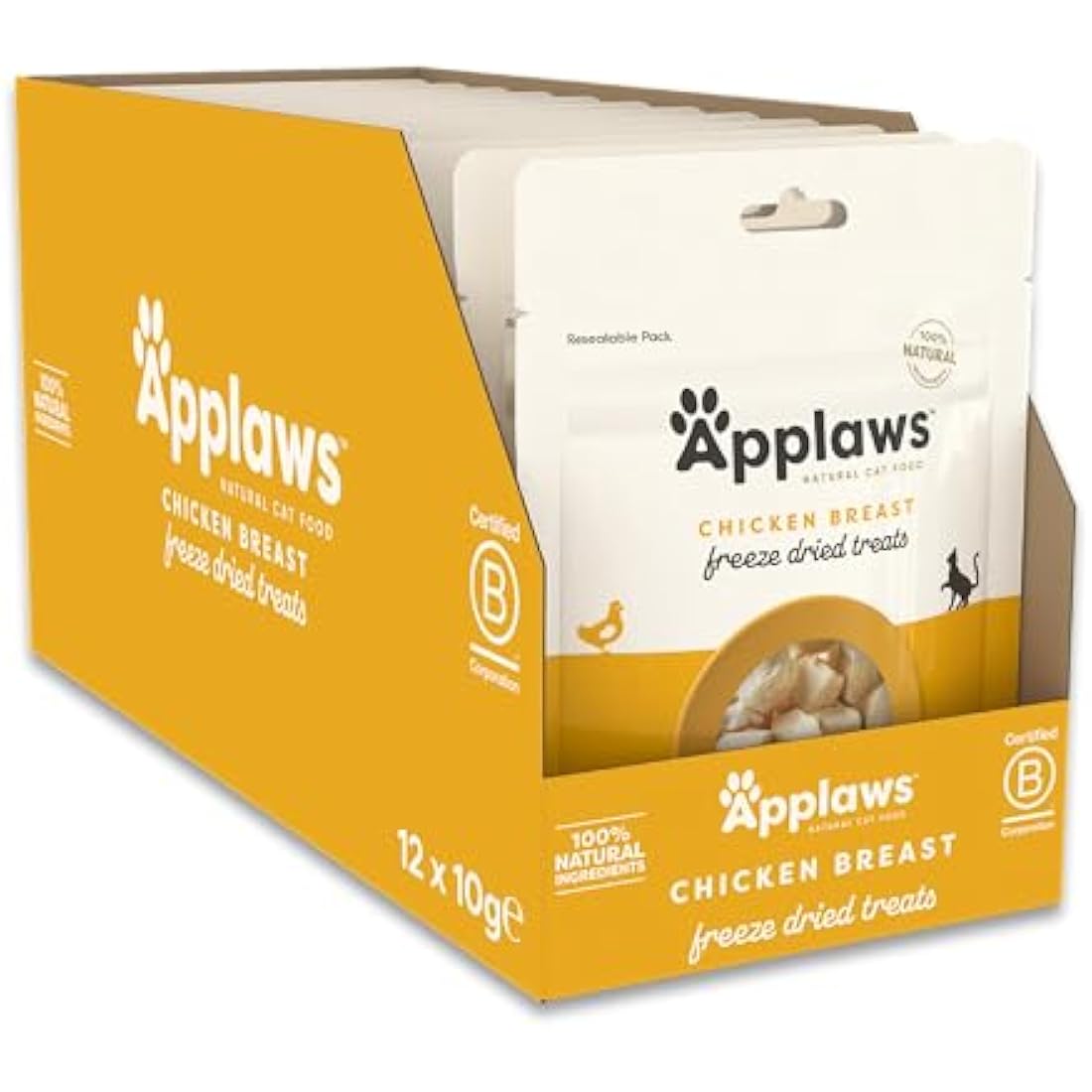 Applaws 120g Freeze Dried Chicken Cat Treat, 100% Natural Grain Free, Hypoallergeric Healthy Cat Snacks 12x10g