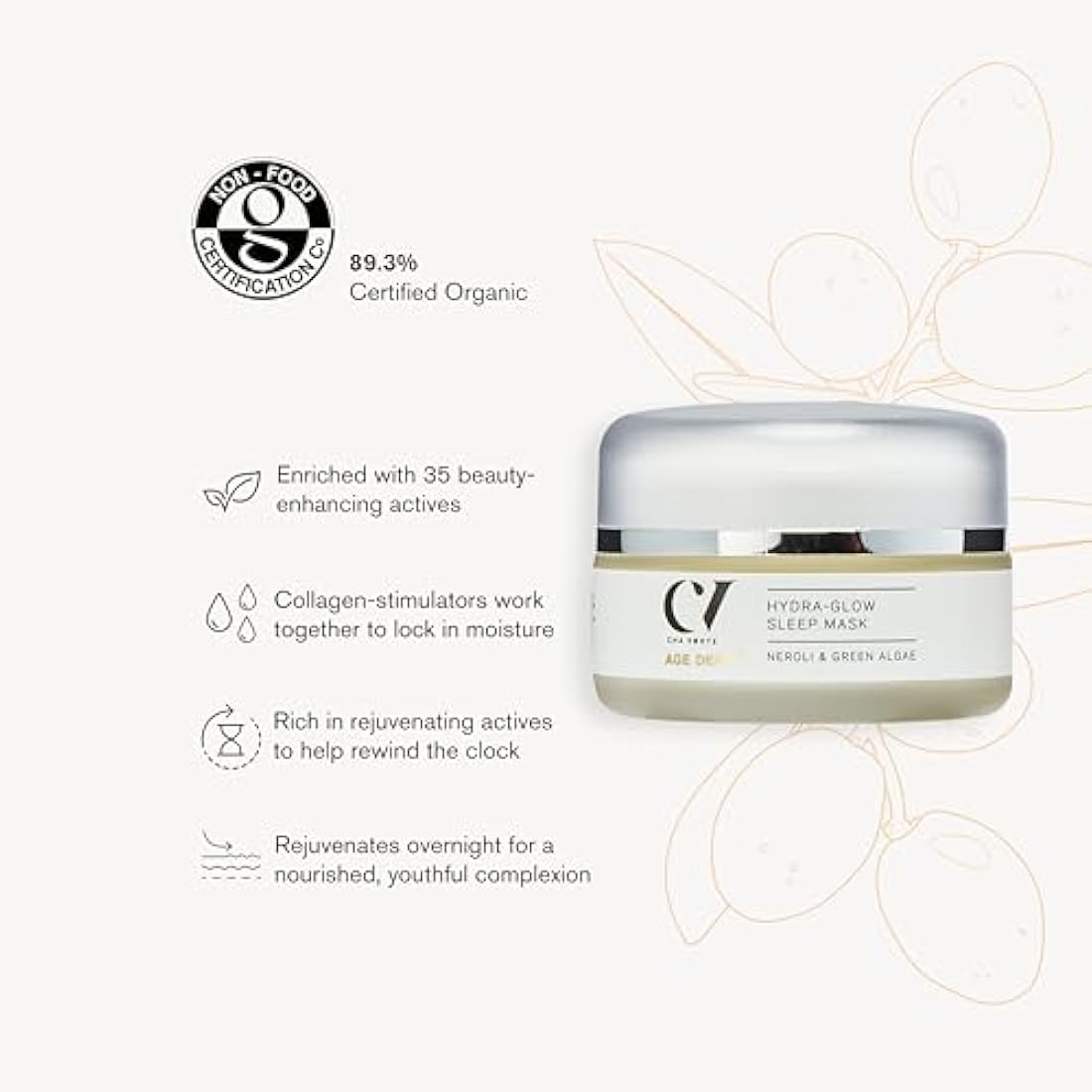 Green People Age Defy+ Hydra-Glow Night Cream - Moisturising for Dry, Mature Skin - Paraben & Alcohol Free - Vegan, 50ml