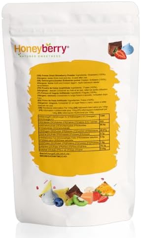 Freeze Dried Strawberry Powder 500g - Finely Milled Fruit Powder - 100% Pure and Natural, No Added Sugar or Preservatives Dehydrated Strawberry Powder for Baking, Smoothies, Desserts and Icing