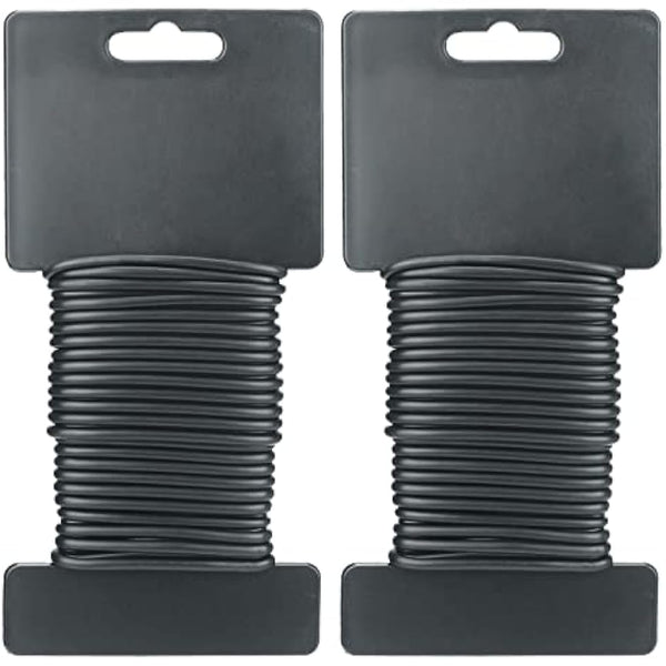 KINGLAKE 2Pcs x 8m Black Garden Soft Tie, 3.5mm Garden Flexible Wire Tie Plant Twist Wire Plastic Coated