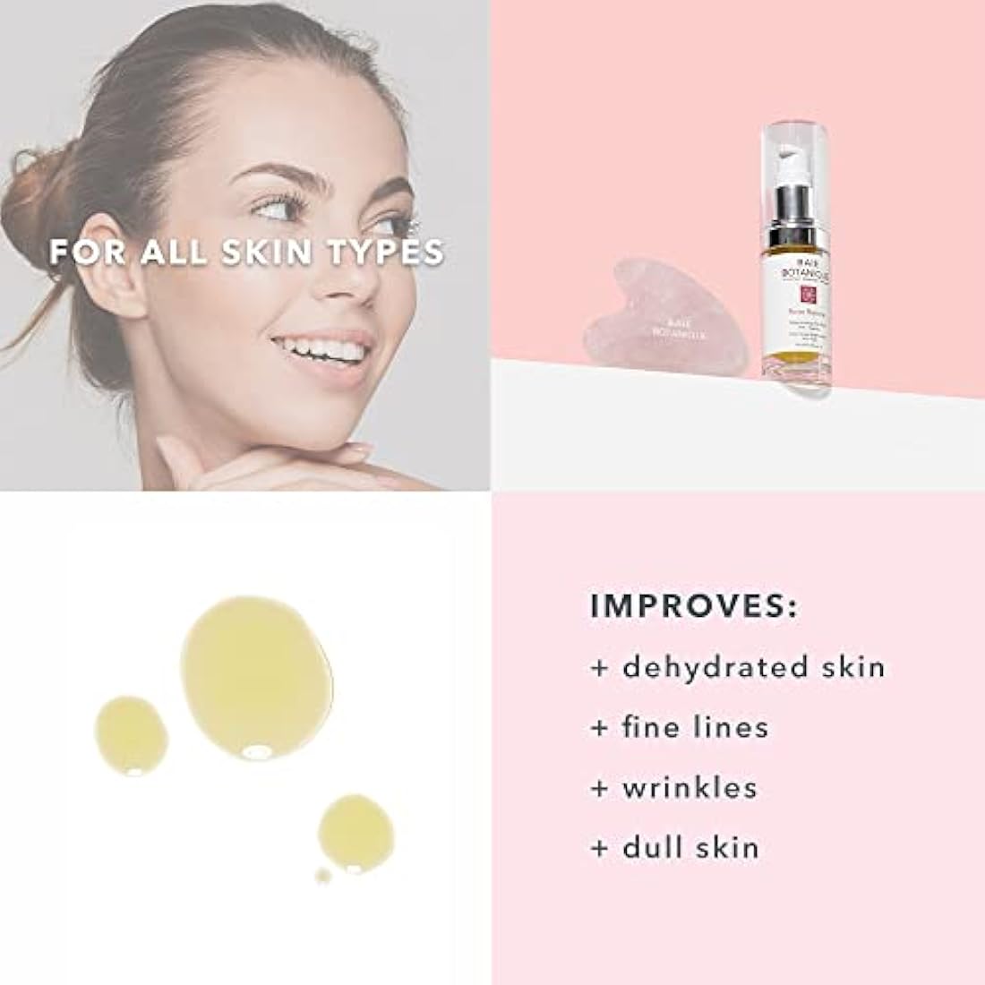 Baie Botanique Anti-Ageing Facial Oil 15ml - Rose Absolute, Camelia, Borage, Evening Primrose, Abyssinian & Amla Oil - 100% Natural, 90% Organic