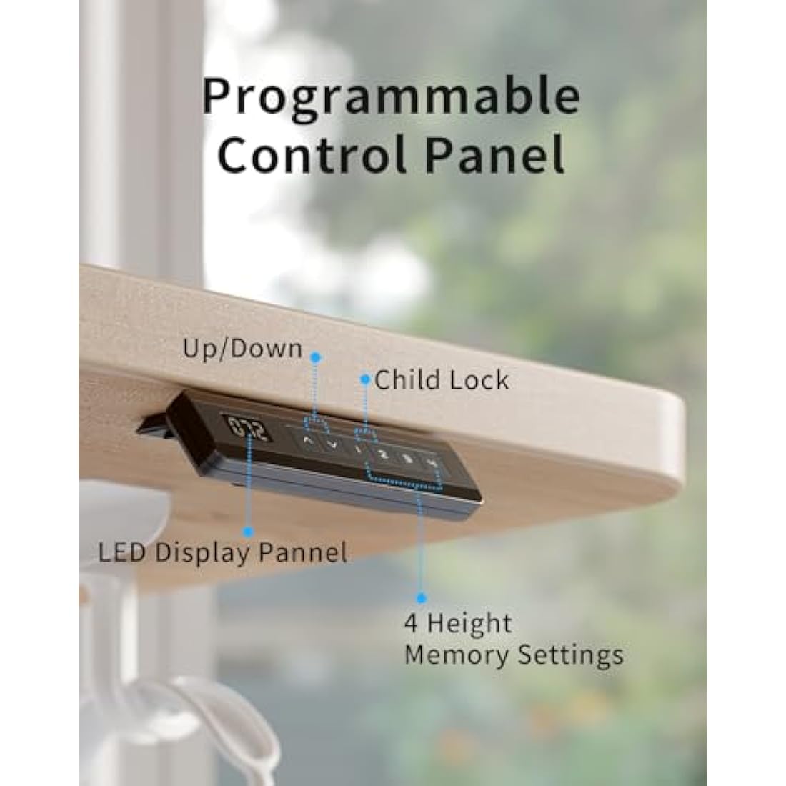 FEZIBO Height Adjustable Electric Standing Desk with digital display controller, 100 * 60cm Stand up Table, Sit Stand Home Office Desk with Splice Board, Maple Top