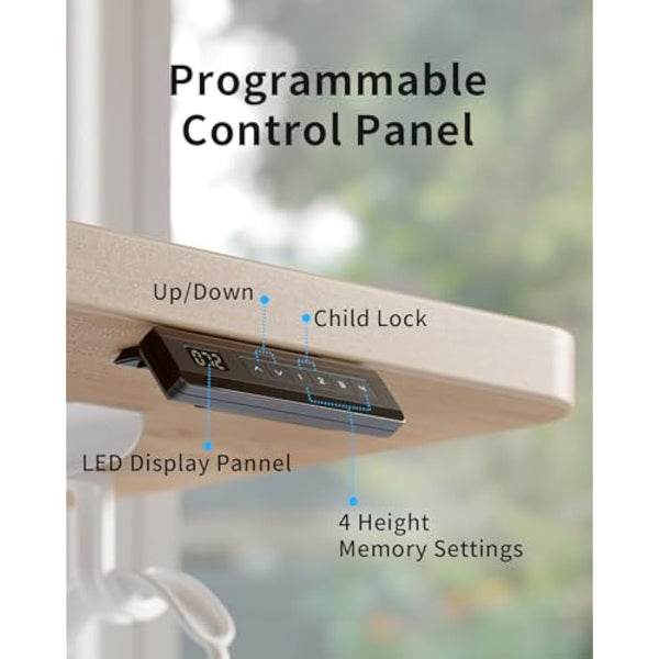 FEZIBO Height Adjustable Electric Standing Desk with digital display controller, 100 * 60cm Stand up Table, Sit Stand Home Office Desk with Splice Board, Maple Top