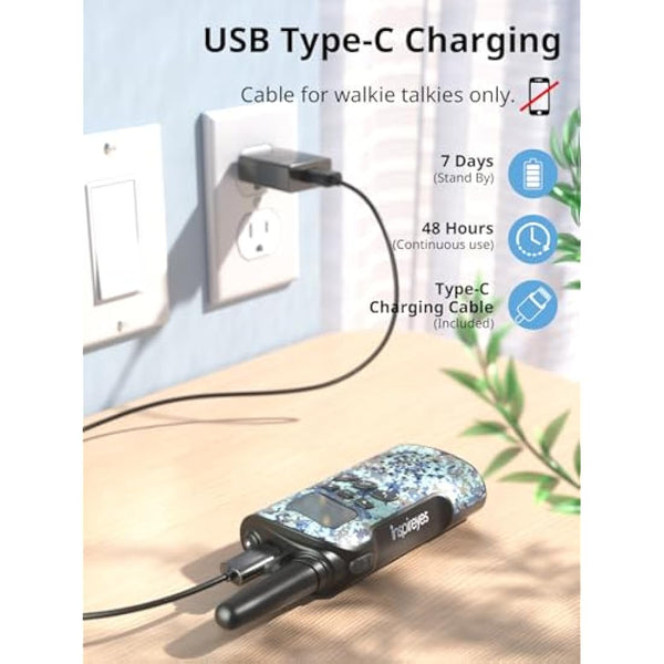 Inspireyes Walkie Talkies for Kids Rechargeable, 48 Hours Working Time 2 Way Radio Long Range, Outdoor Camping Games Toy Birthday Xmas Gift for Boys Age 8-12 3-5 Girls, Gifts for 8 Year Old Boys