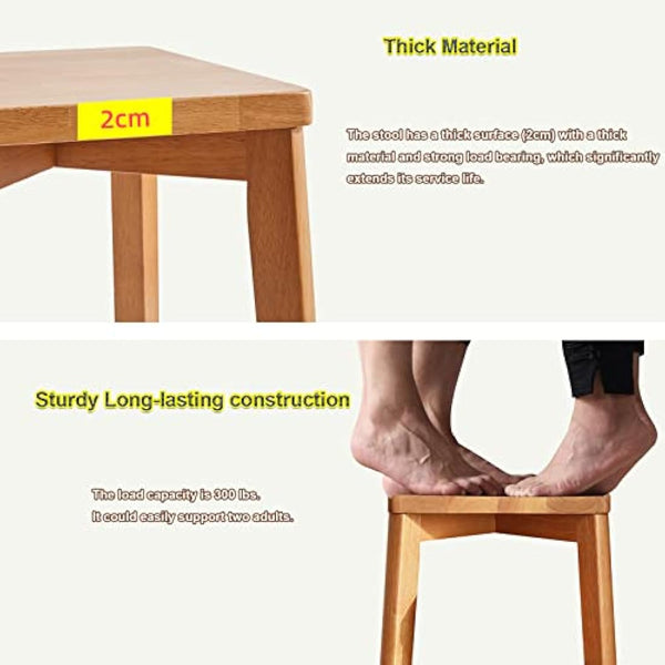 Aibiju Square Wooden Stool, Dressing Table Stool, Solid Wood Makeup Stool, Step Stool, Kids Small Table, Perfect Size for your Living Room, Bedroom (Natural, 1 Piece),YDEU-1502