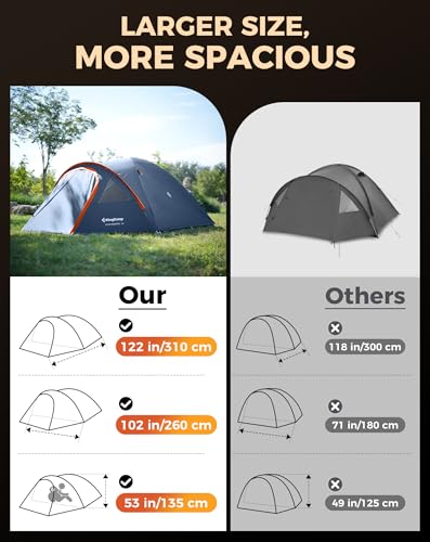 KingCamp Camping Tent for 4 Man, Ultralight Waterproof Dome Tent, Compact and Backpack-Friendly, Ideal Tent for Camping, Trekking and Outdoors