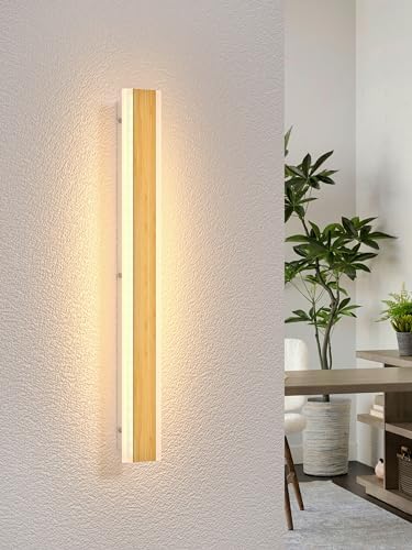 LUOLONG LED Wall Light Wood Long Wall Lamp Bamboo 80cm Indoor Lamp 3000K Wall Lights 25W Modern Interior Lighting Bedside Lamp Hallway Lamp Wall Lamp for Bedroom Living Room Staircase